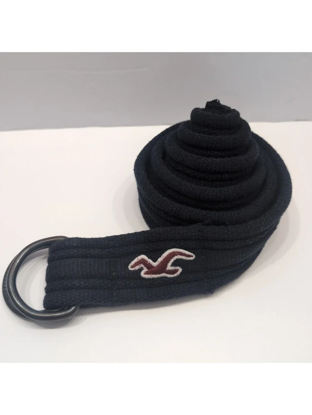 Y2K Hollister Cloth Belt Double D Ring Navy  Blue Red Bird L/XL 48